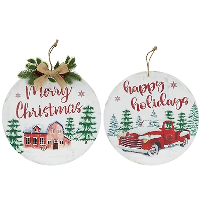 Round Christmas & Holidays Wall Plaques, Set of 2