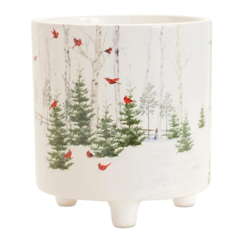 Winter Cardinal Forest Planters, Set of 2
