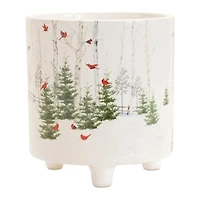 Winter Cardinal Forest Planters, Set of 2