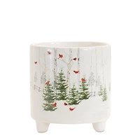 Winter Cardinal Forest Planters, Set of 2