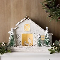 LED Flocked Nativity Stable