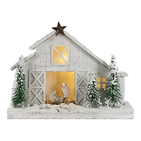 LED Flocked Nativity Stable