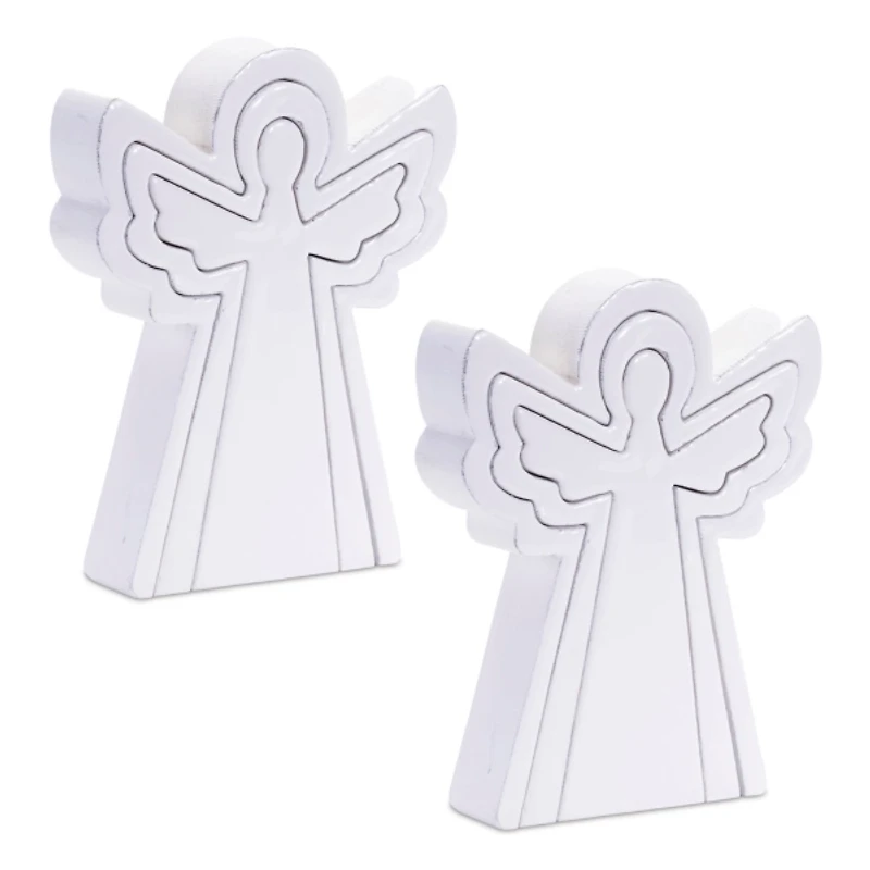 Nesting White Angel Decorations, Set of 2