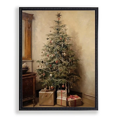 Classic Tree with Presents Framed Art Print