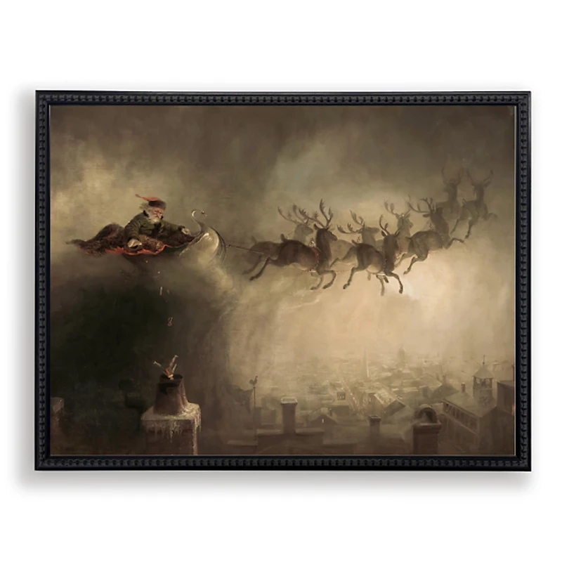 Santa in Flight Framed Art Print