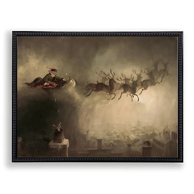 Santa in Flight Framed Art Print