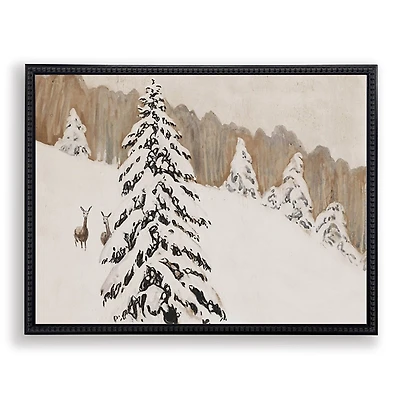 Deer in the Snow Framed Art Print