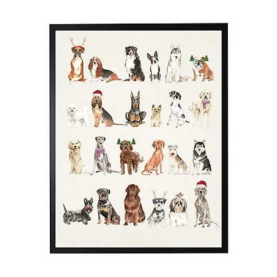 Christmas Dog Grid Framed Art Print
