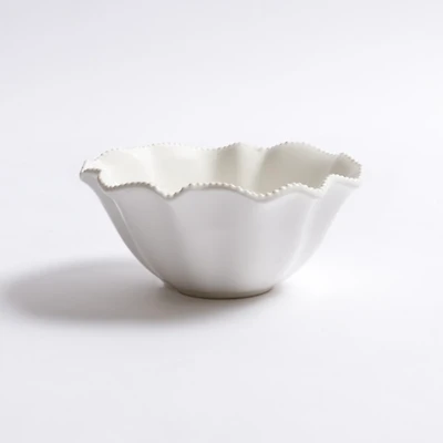 White Wavy Beaded Cereal Bowl