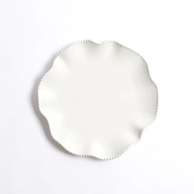 White Wavy Beaded Dinner Plate