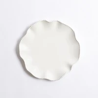 White Wavy Beaded Salad Plate