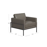Gray Faux Leather Black Metal Accent Chair