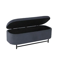 Blue Velvet Metal Storage Bench