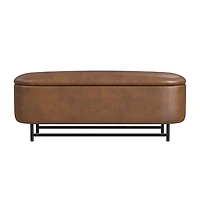 Brown Faux Leather Metal Storage Bench