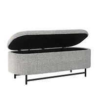 Gray Boucle Metal Storage Bench