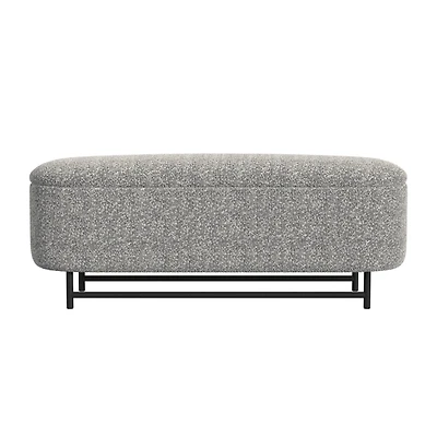 Gray Boucle Metal Storage Bench