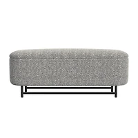 Gray Boucle Metal Storage Bench