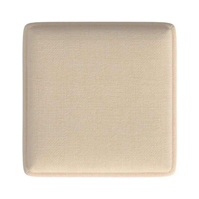 Cream Upholstered Storage Ottoman with Tray Top