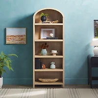 Coastal Arched Modern Open Shelf Bookcase