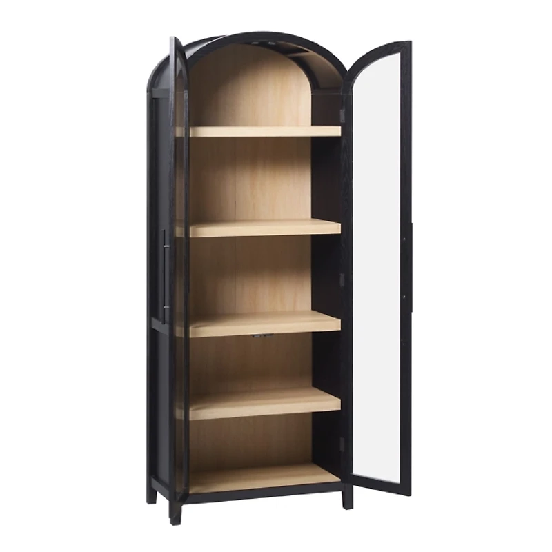 Black Arched Glass Doors Chantelle Bookcase