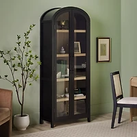 Black Arched Glass Doors Chantelle Bookcase