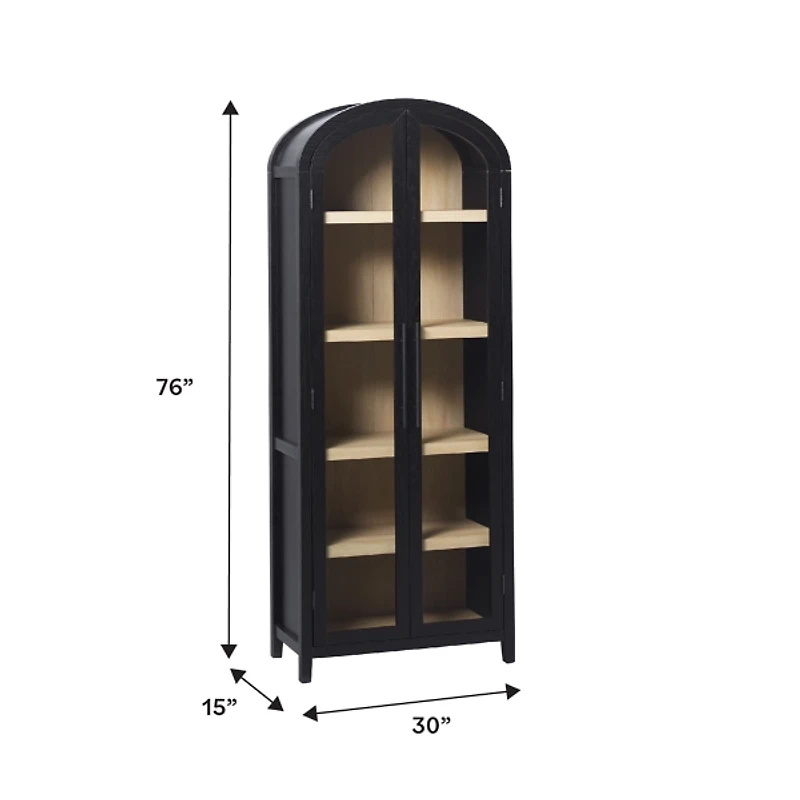 Black Arched Glass Doors Chantelle Bookcase