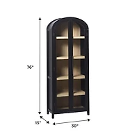 Black Arched Glass Doors Chantelle Bookcase