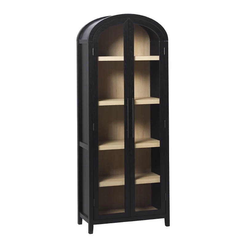 Black Arched Glass Doors Chantelle Bookcase