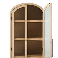 Coastal Oak Arched Glass Doors Chantelle Bookcase