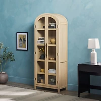 Coastal Oak Arched Glass Doors Chantelle Bookcase