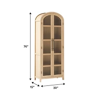 Coastal Oak Arched Glass Doors Chantelle Bookcase