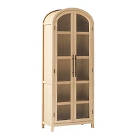Coastal Oak Arched Glass Doors Chantelle Bookcase