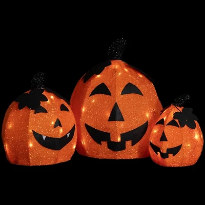LED Orange Jack O Lanterns Outdoor Decor, Set of 3
