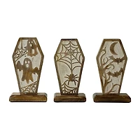 Carved Wooden Coffin Statues, Set of 3