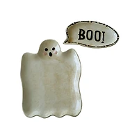 Boo Ghost Ceramic Platters, Set of 2