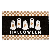 Happy Halloween Ghosts Checkered Halloween Doormat