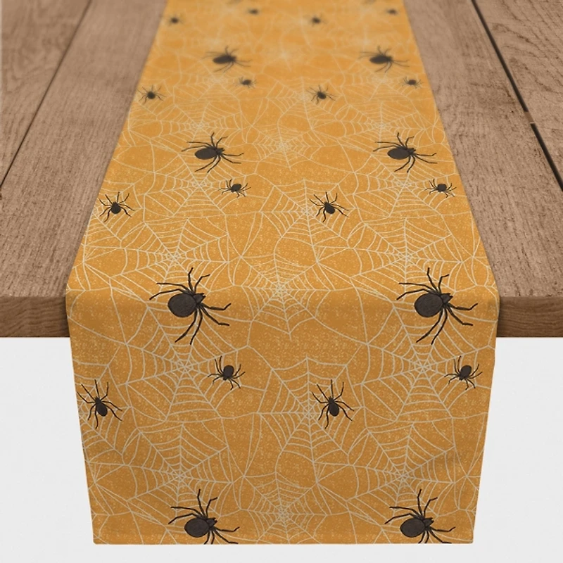 Orange Spiderwebs Halloween Table Runner, 72 in.