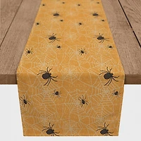 Orange Spiderwebs Halloween Table Runner, 72 in.
