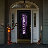 LED Orange & Black Haunted Halloween Tree, 4 ft.