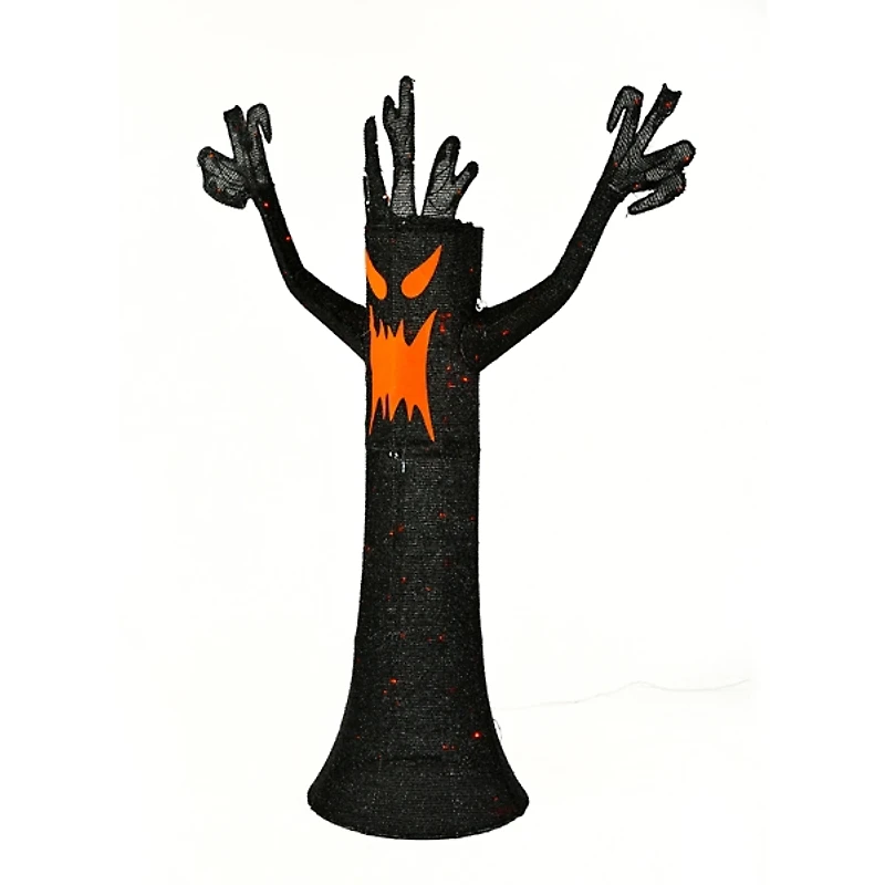 LED Orange & Black Haunted Halloween Tree, 4 ft.