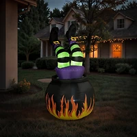 Pre-Lit Witch in Cauldron Inflatable Decoration