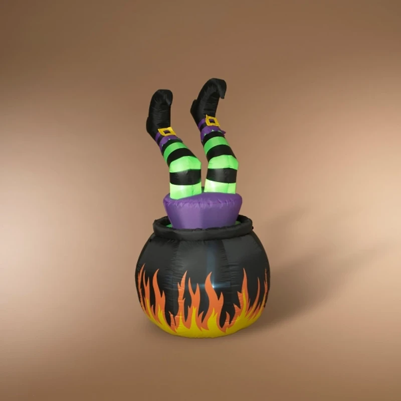 Pre-Lit Witch in Cauldron Inflatable Decoration