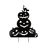 Black Metal Jack O Lantern Halloween Yard Stake