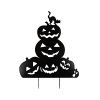 Black Metal Jack O Lantern Halloween Yard Stake