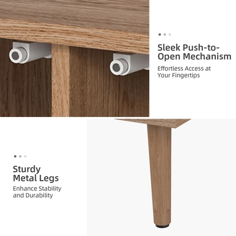 Oak and Natural Rattan 4-Door Sideboard