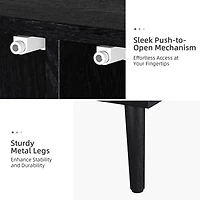 Black and Natural Rattan 4-Door Sideboard