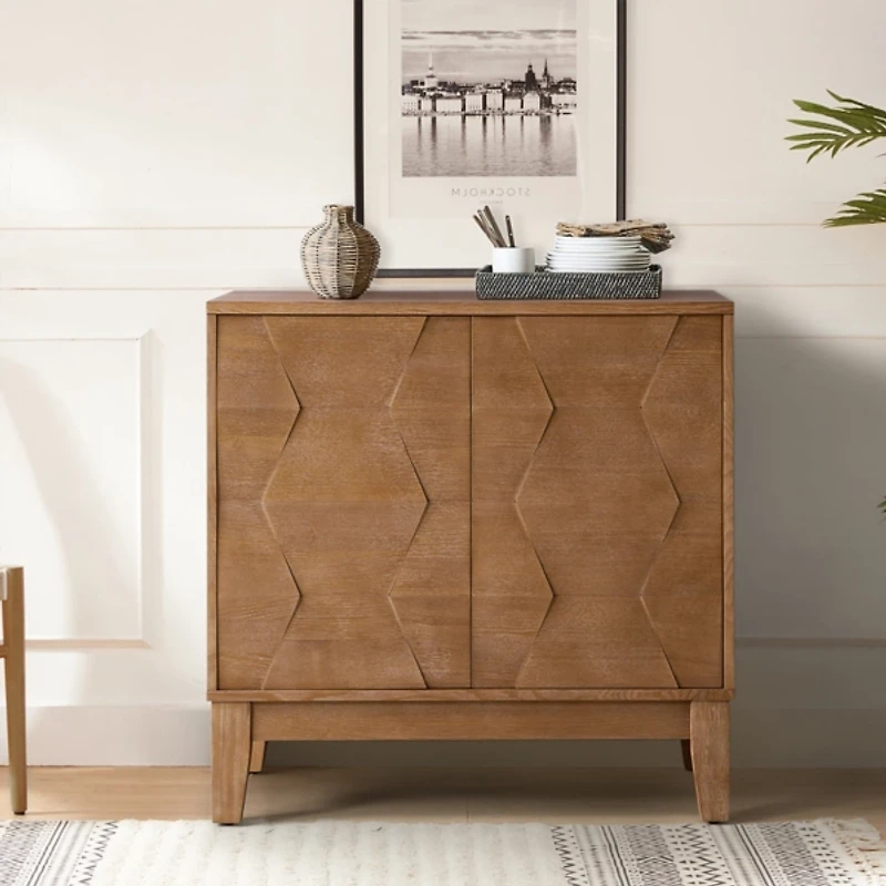 Natural Geometric Mabel 2-Door Cabinet