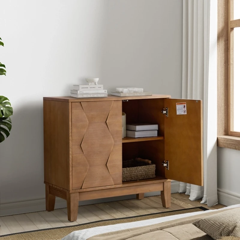 Natural Geometric Mabel 2-Door Cabinet