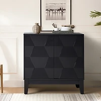 Black Geometric Mabel 2-Door Cabinet