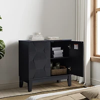 Black Geometric Mabel 2-Door Cabinet